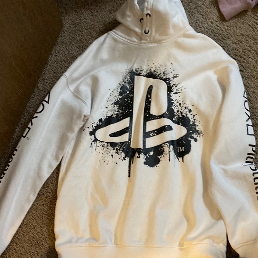 White and black PlayStation hoodie